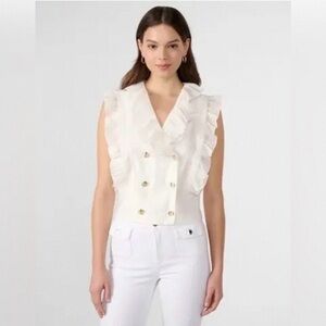 Karl Lagerfeld White Ruffled Blouse